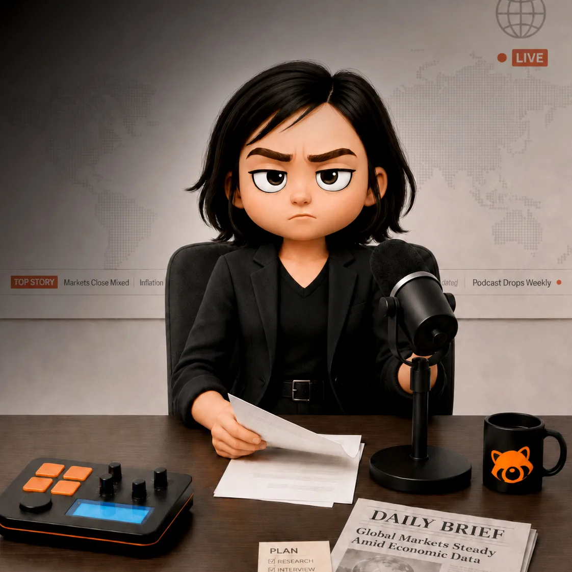 Vera recording the daily market audio