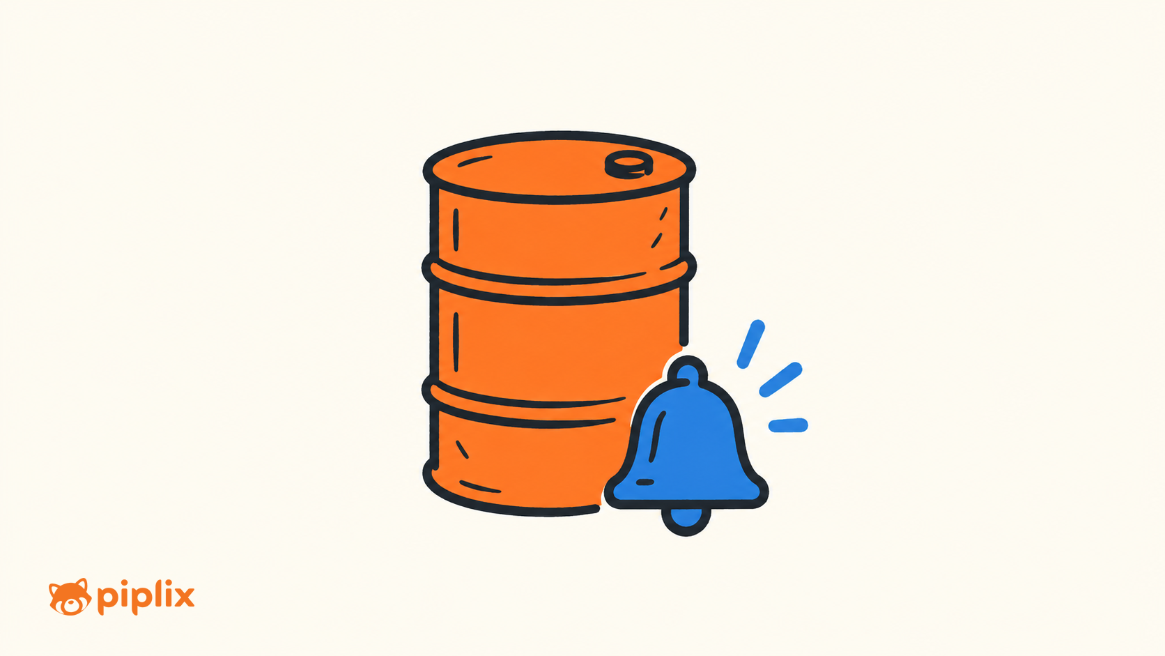 One orange oil barrel beside one small blue warning bell.